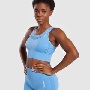 Gymshark Energy+ Seamless Malibu Blue Crop Top / Sports Bra - Size